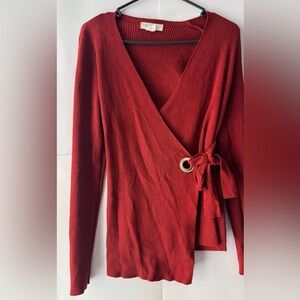 My Story Red Wrap Blouse size XL